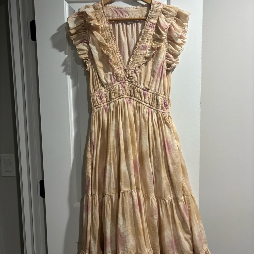 Elan Ruffled Cream/Rose Dress